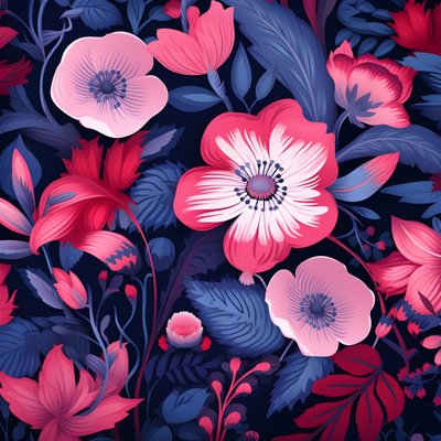 ピンクとブルーの花束 3 作： Kurt Heppke