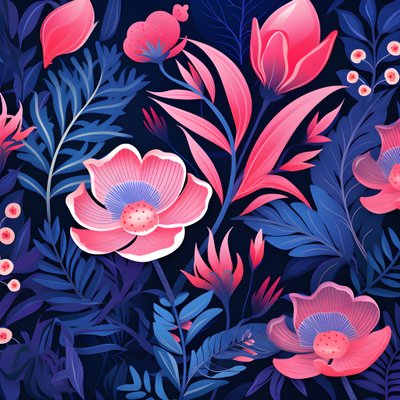 ピンクとブルーの花束 4 作： Kurt Heppke
