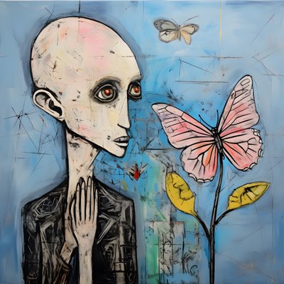 蝶を抱く天使のオリジナル水彩画 3 作： Kurt Heppke