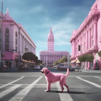 サンフランシスコのど真ん中にピンクの犬 3 作： Kurt Heppke