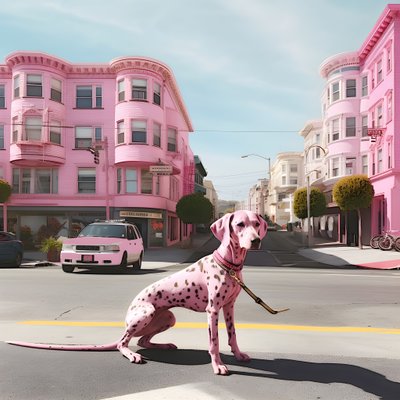 サンフランシスコのど真ん中にピンクの犬 4 作： Kurt Heppke
