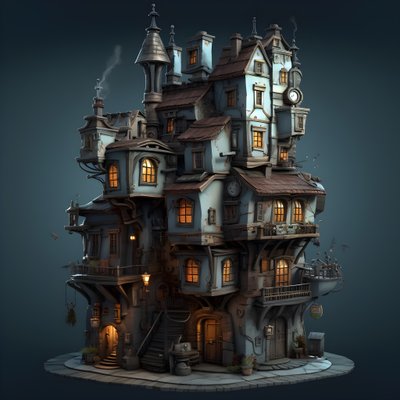 ビルと石段のある街区 2 作： Kurt Heppke