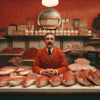 1950年代のポーランドの魚屋のシュールなイメージ 3 作： Kurt Heppke