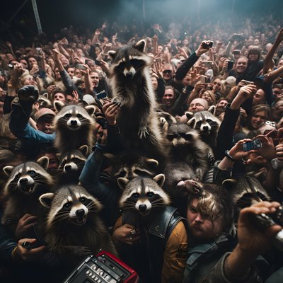 アライグマの大群がロック・ショーに 4 作： Kurt Heppke