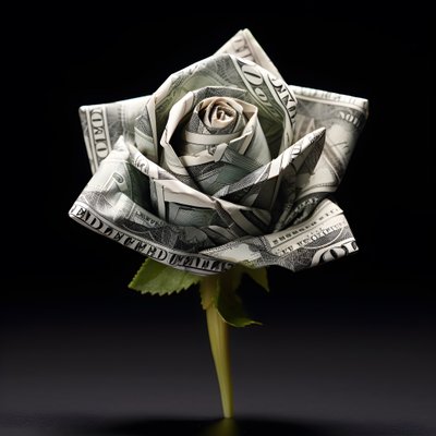 100ドル札でできた薔薇。 作： Kurt Heppke