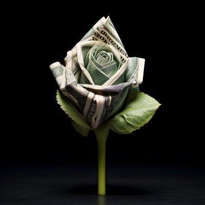 100ドル札でできた薔薇。 作： Kurt Heppke