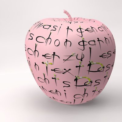 文字 I で組み立てられたリンゴ 作： Kurt Heppke