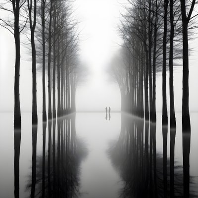 水辺の木々のモノクロ写真 2 作： Kurt Heppke