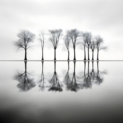 水辺の木々のモノクロ写真 4 作： Kurt Heppke