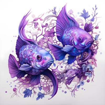 紫色の2匹の魚 1 作： Kurt Heppke