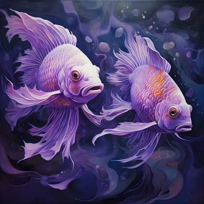紫色の2匹の魚 2 作： Kurt Heppke