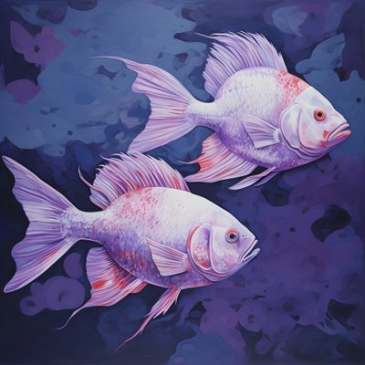紫色の2匹の魚 4 作： Kurt Heppke