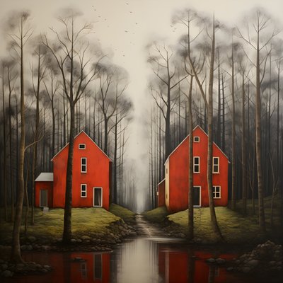 森の中の2つの赤い家 4 作： Kurt Heppke
