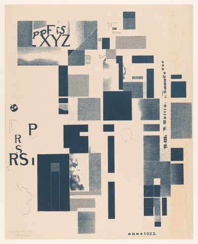 タイポグラフィ要素を含むコンポジション 作： Kurt Schwitters (signed by artist)