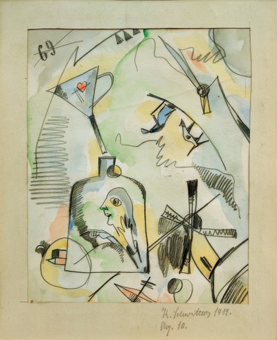 Aq。 10（私は挽く、あなたが挽く、彼は挽く） 作： Kurt Schwitters
