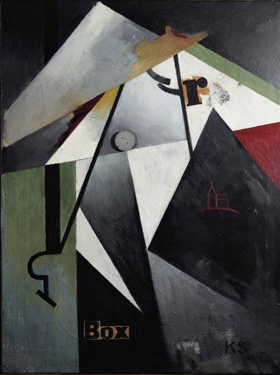 Box-R-Bild（木に油彩とコラージュ 作： Kurt Schwitters