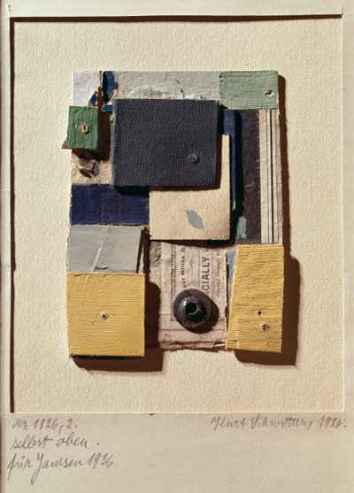 コラージュ、1936 作： Kurt Schwitters