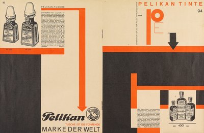 Merz 11 ペリカン インクの広告、1924 年。 作： Kurt Schwitters