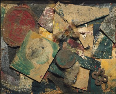 Merz Picture 9A、チェッカー付きの画像。メルツビルド9Aレディストーンの画像 作： Kurt Schwitters
