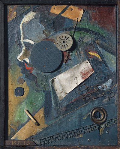 メルツビルド1A精神科医、1919年 作： Kurt Schwitters
