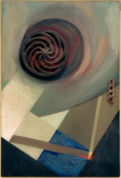 チェーン付きメルツ写真 作： Kurt Schwitters