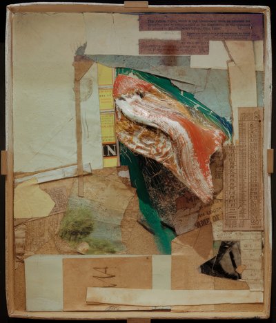 タイトルなし（ルートウッドのある画像またはボックスのある構成） 作： Kurt Schwitters