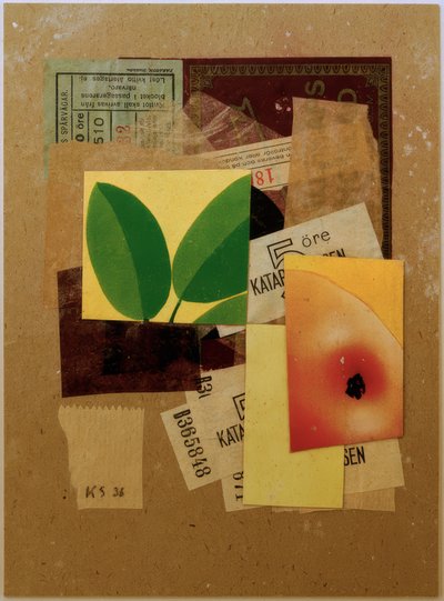 無題（りんごのかけらと緑の葉） 作： Kurt Schwitters