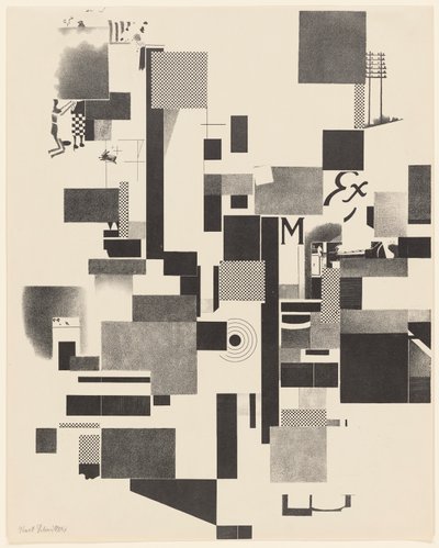無題, no. 2 of 6 ポートフォリオから Merz 3. Kurt Schwitters 6 lithographs. メルツフォルダ。 Merz 出版社の最初のポートフォリオ (Merz 3. Kurt Schwitters 6 lithos. Merz Portfolio. Merz Publisher の最初のポートフォリオ) 作： Kurt Schwitters