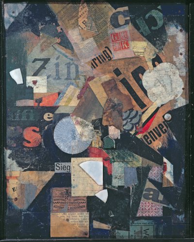 勝利」（新聞紙に油彩・コラージュ 作： Kurt Schwitters