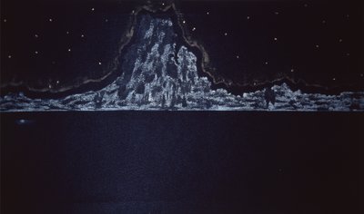 真夜中の噴火, 2004 (紙に水彩) 作： Kurtis L. Miller