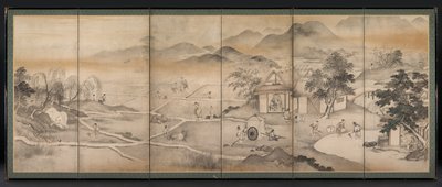 八尾天皇、1600年代中頃から後半にかけて、遊崇花を訪問。 作： Kusumi Morikage