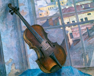 「ヴァイオリンのある静物」、1918 作： Kuz