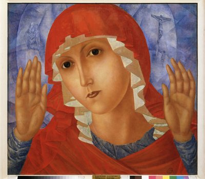 思いやりの聖母。 Kuzma Sergeevich Petrov Vodkin (Petrov-Vodkin) (Kouzma Petrov Vodkin) (Petrov-Vodkin) (1878-1939)、キャンバスに油彩による絵画 作： Kuzma Sergeevich Petrov Vodkin