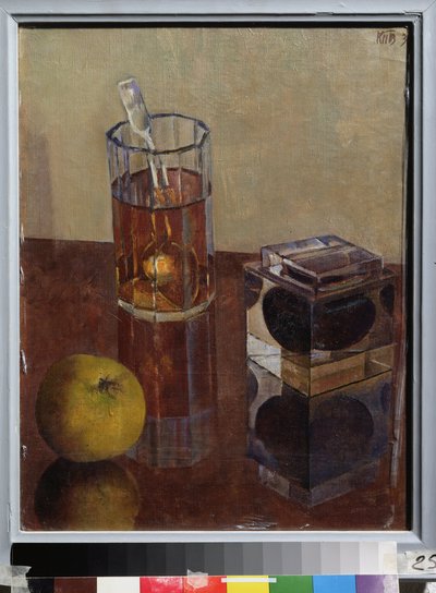 墨壷のある静物。 Kuzma Sergeyevich Petrov Vodkin (Petrov-Vodkin) (Kouzma Petrov Vodkin) (Petrov-Vodkin) (1878-1939)、キャンバスに油彩による絵画 作： Kuzma Sergeevich Petrov Vodkin
