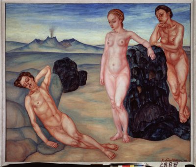 夢。 Kuzma Sergeevich Petrov Vodkin (Petrov-Vodkin) (Kouzma Petrov Vodkin) (Petrov-Vodkin) (1878-1939)、キャンバスに油彩による絵画 作： Kuzma Sergeevich Petrov Vodkin