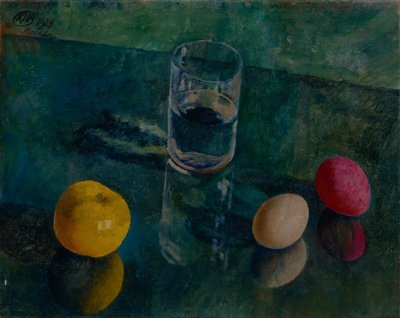 緑の背景に対する静物、1924 作： Kuzma Sergeevich Petrov Vodkin