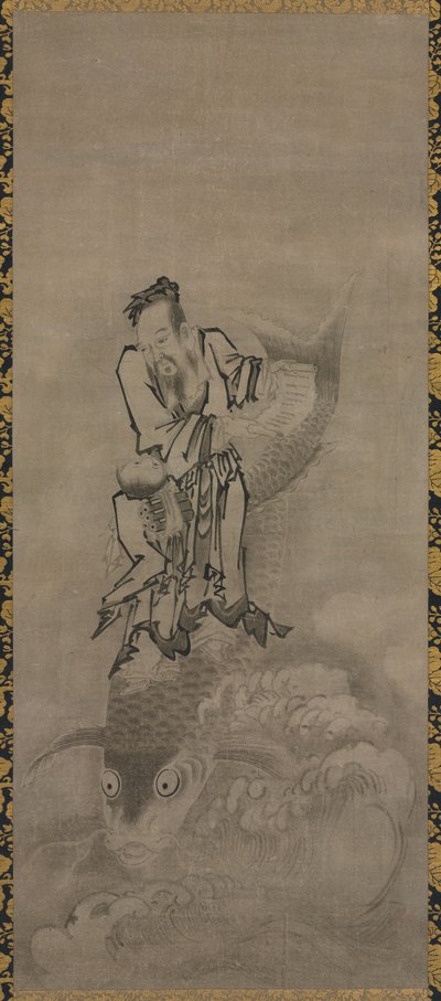 1600 年代後半から 1700 年代前半の布袋と道士の仙人。 作： Kyūseki Tomonobu