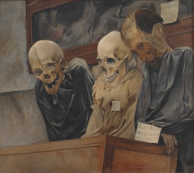 パレルモのカプチン修道院からの 3 つの頭蓋骨 作： Laurits Andersen Ring
