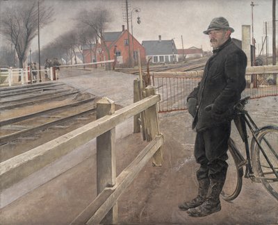 電車を待っています。 ロスキレ ハイウェイの踏切 作： Laurits Andersen Ring