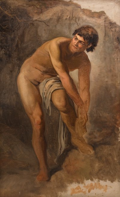 岩の多い風景の中の若いイタリア人男性の姿 作： L.A. Schou