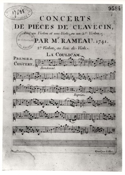 Jean-Philippe Rameauによる &39;Concerts de Pieces de Clavecin&39;のスコアシート（1683-1764）1741 作： L. Hue