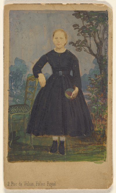 [立ってボールを持っている正体不明の若い女性] 作： L. Laporte