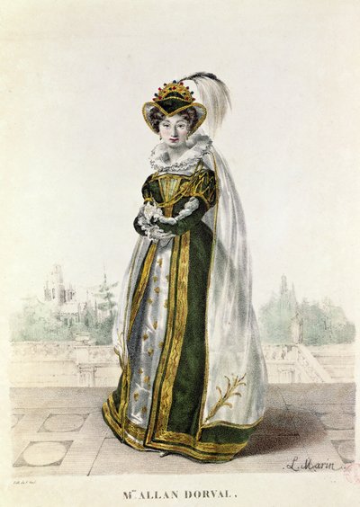 マリードーヴァル（1798〜1849年）、ビクターユーゴー（1802〜85年）の「マリオンデローム」でサンマルタン劇場で、F。ノエルの彫刻 作： L. Marin