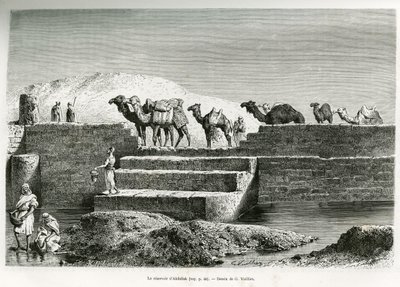 アブドラの貯水池（サウジアラビア） エドゥアール・シャルトン（1807-1890）率いる『世界旅行』に掲載された「アラブ民族発祥の地、ネイドへの巡礼」の挿絵 1882年（リトグラフ 作： Lady Anne Blunt