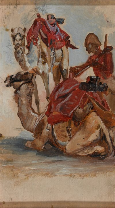 イギリスの兵士、ラクダ隊、エジプト、第一次スーダン戦争、1885年頃 作： Lady Butler