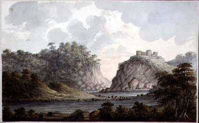 荒廃した城のある風景」1825年頃（紙に水彩画） 作： Lady Egerton