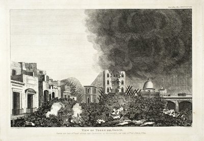 トッロデルグレコのビュー：1794年6月15日、ベスビオ火山噴火後8日目に撮影（1822年、彫刻とエッチング） 作： Lady H. Fitzgerald