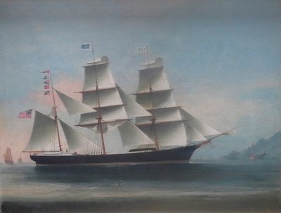 香港に到着したディオスクレン号、1885年、頼宋作 作： ライソン