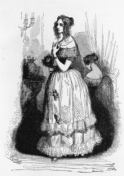 オノレ・ド・バルザック（1799-1850）の小説『ランジェ公爵夫人』の挿絵（『人間喜劇』全集より）、Laisneのエングレーヴィング。 作： Laisne Laisne