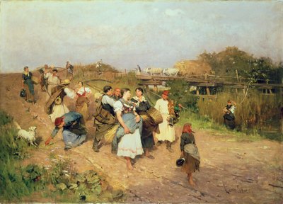 家に帰る途中の収穫機、1881 作： Lajos Deak Ebner